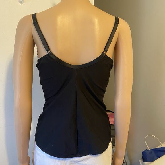 VTG Toning Top Women 36B Cami Shape Wear Black Lace Goth Grunge Adjustable Strap - Picture 7 of 9